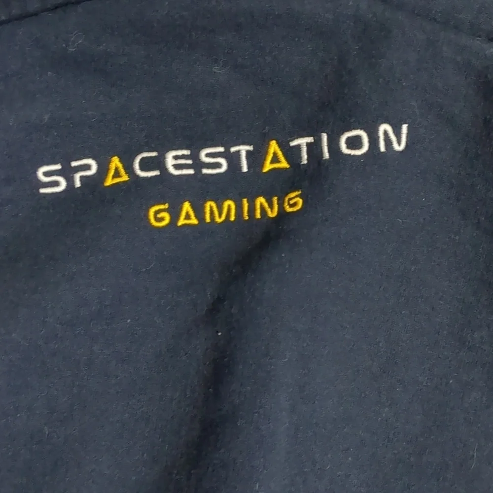 Champion Spacestation Gaming Hoodie Navy Blue Logo Unisex Size Small